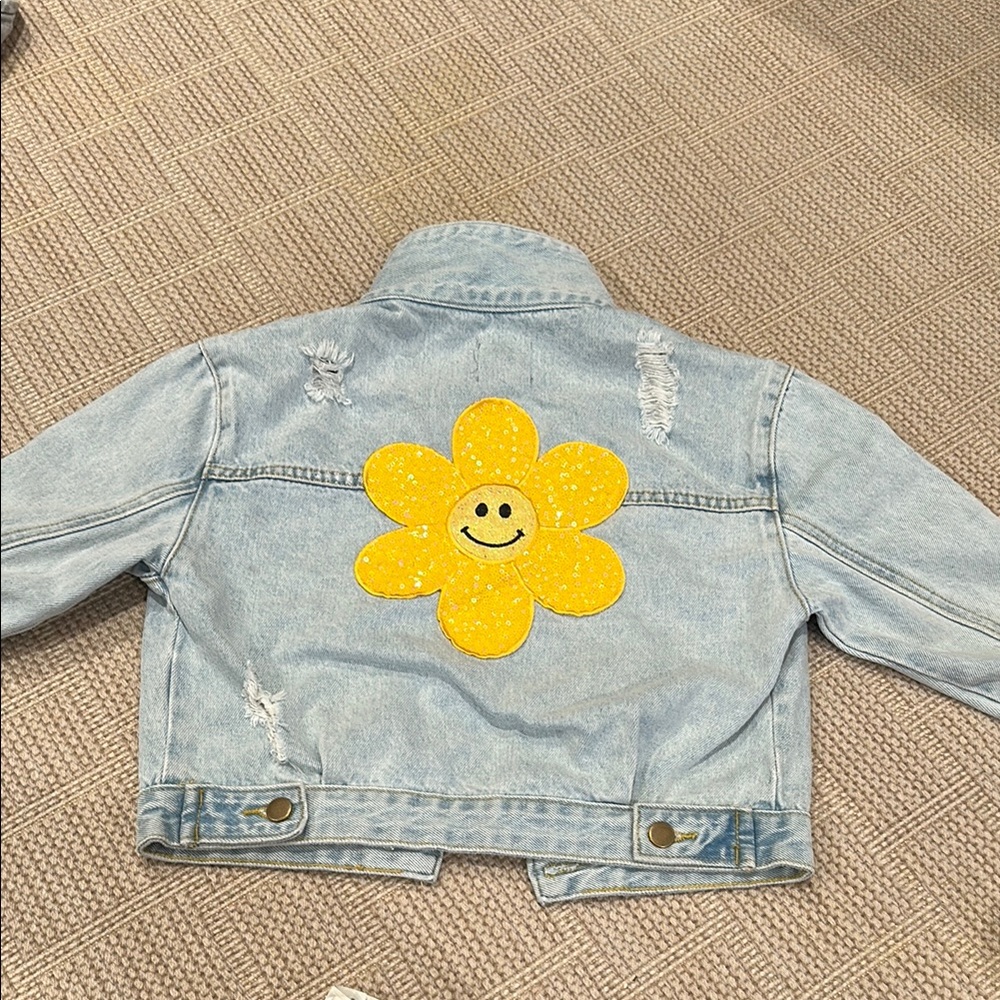 Blue and Yellow Jean Jacket with Star Appliqué